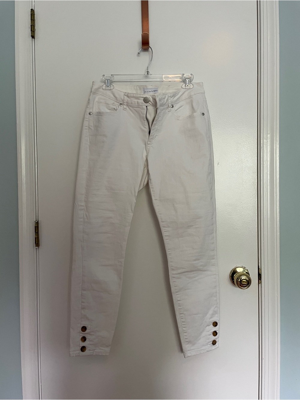 LOFT White Ankle Button Detail Curvy Skinny Jeans
